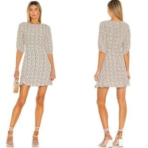Faithfull The Brand Sidonie Aurelia Floral Off White Chestnut Mini Dress NWT 8